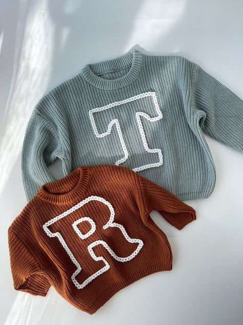 Personalised knitted sweater,Initial embroidered sweater, Baby and child sweater, Kids name jumper, Personalised jumper, Sprinkle sweater, Baby Boy Embroidered Sweater, Boy Embroidered Sweater, Yarn Embroidery On Sweatshirt, Diy Embroidered Sweater, Boys Embroidered Sweater, Embroidery Kids Clothes, Sweater Embroidery Ideas, Hand Embroidery Clothes, Embroidered Sweater Diy