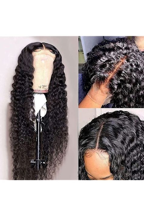 Water Wave 13x6x3 Lace Front Wigs Human Hair Pre Plucked, 150% Density Brazilian Virgin Wet and Wavy Human Hair Wigs for Black Women Curly Human Hair Wig with Baby Hair Natural Color£¨24 Inch) Wet Curls, Wavy Human Hair Wigs, Wig Ideas For Black Women, Curly Hair Fringe, Brazilian Water Wave, Middle Part Wig, Hair Natural Color, Hair For Black Women, Wig Colors