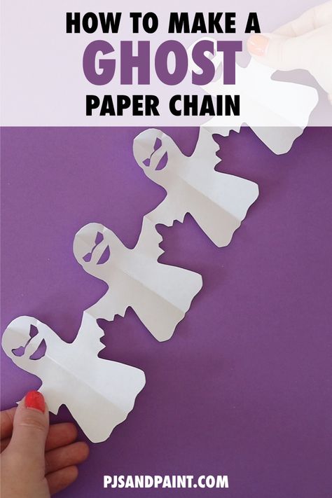 Ghost Paper Chain, Fun Diy Halloween Decorations, Paper Chain, Easy Halloween Crafts, Paper Chains, Kids Zone, Printable Scrapbook Paper, A Ghost, Thanksgiving Crafts