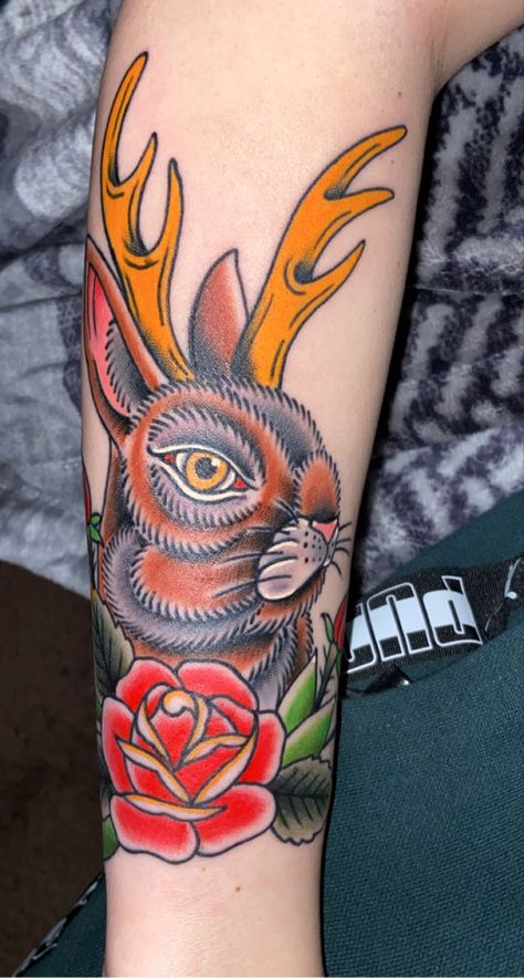 Jackalope Tattoo, Traditional Tattoo Inspiration, Anchor Tattoos, Traditional Tattoo Flash, American Traditional Tattoo, American Traditional, Embroidery Ideas, Flash Tattoo, Traditional Tattoo