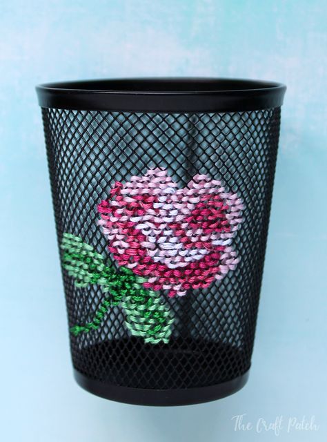 The Craft Patch: Cross Stitch Embroidered Pencil Cup#.V0MaEZjmphH#.V0MaEZjmphH Pencil Cup, Modern Cross, Dollar Store Crafts, Stitching Art, Stitch Embroidery, Modern Cross Stitch, Ribbon Embroidery, Cross Stitch Art, Embroidery Projects