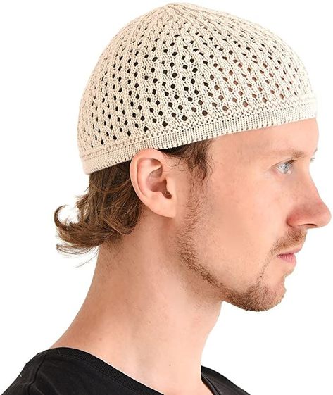 100% Cotton MANUFACTURED IN SOUTH KOREA - Made with high quality and care, as you would expect! SKULL CAPS FOR MEN WITH OPTIMAL COMFORT - The cotton fabric gives the beanie its elasticity, allowing you to wear it for long periods without giving you a headache MEN'S HATS AND CAPS AVAILABLE IN A RANGE OF COLORS - Our skullcap is available in an arrange of colors - Black, White, Burgundy Red, Navy, Beige & Gray - to suit your outfit of the day. Islam Prayer, Kufi Hat, Mesh Crochet, Summer Beanie, Crochet Men, Cap Outfit, Skull Hat, Caps For Men, Crochet Cap