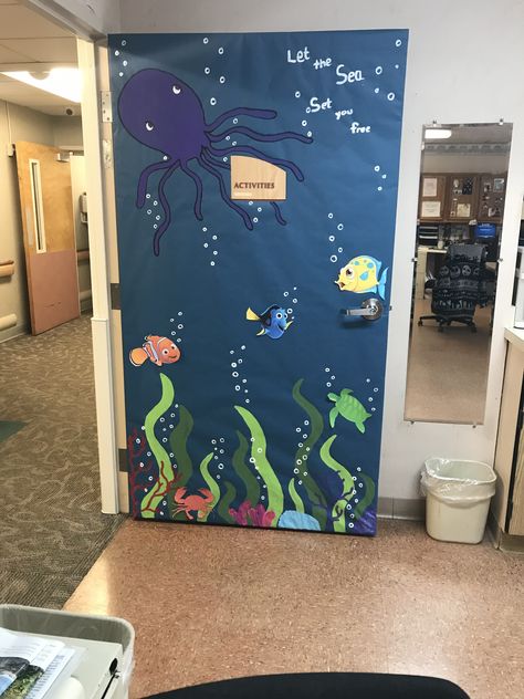 Under the sea door Aquarium Door Decoration, Under The Sea Poster Ideas, Under The Sea Classroom Door Ideas, Under The Sea Christmas Decorations, Under The Sea Door Decorations, Under The Sea Door Decorations Classroom, Under The Sea Classroom Door, Under The Sea Display, Sunday School Themes