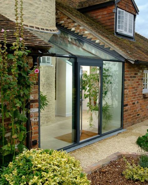 Glass Box Extension, Box Extension, Glass Walkway, Cottage Extension, Glass Porch, Circular Stairs, Brick Cottage, Garden Room Extensions, Room Extensions