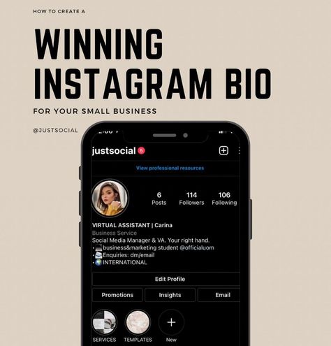 VIRTUAL ASSISTANT | Carina (@justsocial) posted on Instagram • Mar 23, 2021 at 8:36pm UTC Virtual Assistant Instagram Posts, Ig Bio, Small Business Growth, Instagram Bio, Call To Action, Virtual Assistant, Social Media Manager, Business Growth, Business Marketing