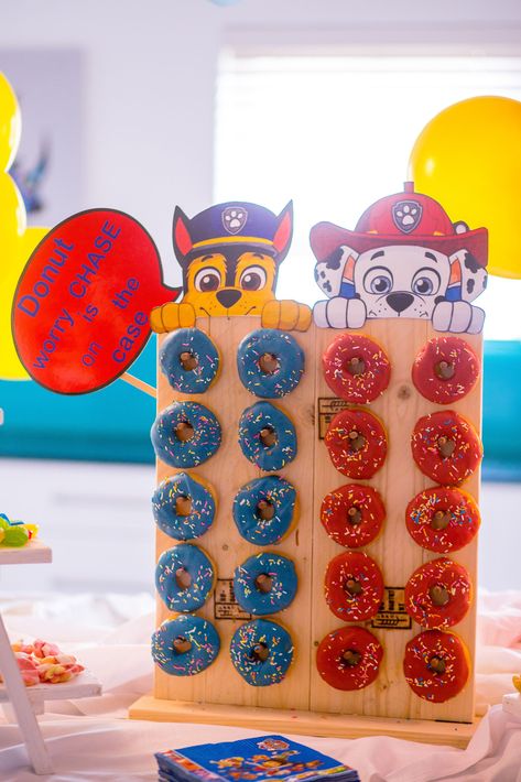 Paw Patrol 4th Birthday Party For Boy, 2nd Birthday Paw Patrol, Paw Patrol Party Ideas 2nd Birthday, 3rd Paw Patrol Birthday Party, 4 Year Birthday Party Ideas Paw Patrol, Paw Patrol Birthday Theme For Boys, Pow Patrol Birthday Theme, Paw Patrol Donuts Party, Paw Patrol 2nd Birthday Party