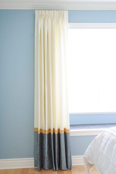 Color Block Curtains, Mid Century Modern Curtains, Drapery Designs, Curtain Styles, Plain Curtains, Rustic Curtains, Custom Drapes, Drapery Panels, Gold And Blue