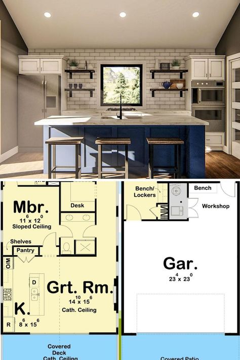 Garage Addition With Apartment, Floor Plan For Garage Apartment, Guest House Above Garage, 1 Bedroom With Garage House Plans, 800 Sq Ft Garage Apartment Plans, Lake House Garage Apartment, Garage Apartment Addition, One Story Garage With Apartment, 1 Bedroom House With Loft