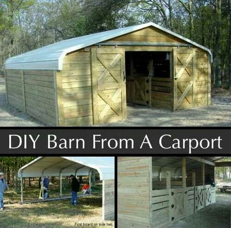 Horse Shelter, Goat Barn, Diy Barn, Barn Garage, Barns Sheds, Farm Ideas, Barn Plans, Mini Farm, Horse Diy