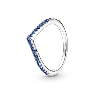 Pandora Timeless Wish Sparkling Blue Ring Pandora Stackable Rings, Wishbone Ring, Bracelet Pandora, Blue Ring, Pandora Rings, Ring Simple, Crystal Blue, Jewellery Uk, Gold Plated Bracelets