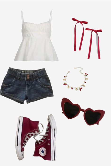 🍒 Summer outfit 🍒 Downtown Summer Outfits, Summer Downtown Outfits, Downtown Girl Summer Outfits, Downtown Girl Summer, Lana Del Rey Concert Outfit, Denim Shorts Outfit Summer, Lana Del Rey Concert, Concert Outfit Inspo, Shoe Hacks