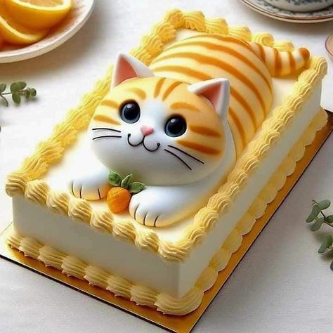 Kitten Cake, Dibujos Ideas, Birthday Cake For Cat, Fantasy Cake, Creative Cake Decorating, Tanah Liat, Creative Birthday Cakes, Cake Decorating Designs, Cat Cake