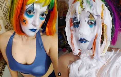 Pie In The Face, Clown Girl, Female Clown, Cake Pie, Female Face, Clown Costume, Carnival Face Paint, The Face, Halloween Face Makeup