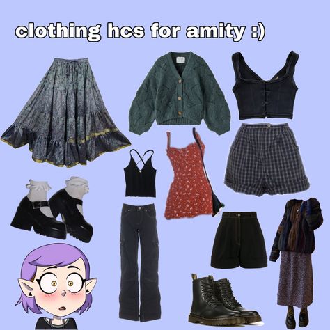 Amity Blight Outfit Aesthetic, Amity Inspired Outfits, Amity Blight Outfit Ideas, The Owl House Outfit Ideas, Amity Blight Inspired Outfits, The Owl House Clothes, Owl House Inspired Outfits, Amity Blight Outfit, Amity Cosplay