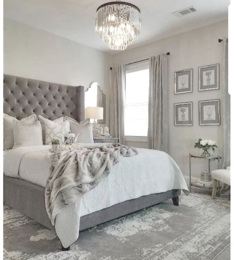 Grey Bed Bedroom, Grey Bed Bedroom Ideas, Modern French Bedroom, Bed Bedroom Ideas, Stylish Master Bedrooms, Grey Bedroom Design, Grey Bed, Kids Interior Design, Bed Bedroom