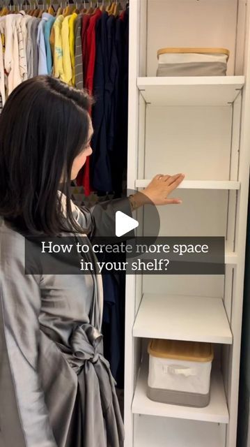 SHRIJIKA PARIKH on Instagram: "I’m always on the hunt for unique products to make the most out of every inch of space. 💫

Check out this multipurpose shelf! 🛠️

It’s a game-changer for space management! Imagine being able to customize your storage effortlessly: just move the board to the height you need, clip it in place, and voilà! 🤌🏻

Whether you need a larger space for bulky items or multiple smaller compartments for your knick-knacks, this system has got you covered. ✨
No screws, no hassle—just pure convenience. Create your ideal storage space in a snap! 

What do you think? Share it with your friends and stay tuned for more amazing products! 💌

[ Shrijika interior studio, interior designer, adjustable shelf, space management, unique interior design ideas, sustainable design, inte Wardrobe Shelf Design, Wardrobe Compartment Ideas, Sustainable Design Interior, Unique Interior Design Ideas, Interior Studio, Multipurpose Furniture, Unique Interior Design, Studio Interior, Adjustable Shelf