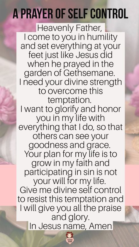 Use this Prayer of Self Control to Help you Overcome Temptation  #selfcontrol #howtopray #prayer Prayer For Self Control, Self Control Scripture, Prayer For Temptation, How To Give God All The Control, Verses On Self Control, Bible Self Control, How To Overcome Temptation, In My Control Out Of My Control, Overcoming Temptation