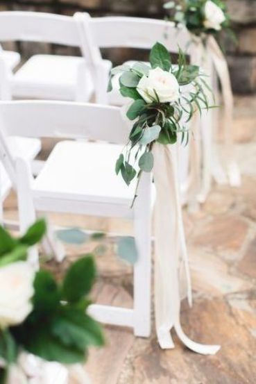 floral bunches and simple ribbon detail on folding chairs for ceremony decor | wedding ceremony Wedding Chairs Diy, Wedding Aisle Decorations Outdoor, Wedding Aisles, Wedding Ceremony Chairs, Wedding Aisle Outdoor, Aisle Decorations, Wedding Isles, Wedding Ceremony Ideas, Ceremony Chairs