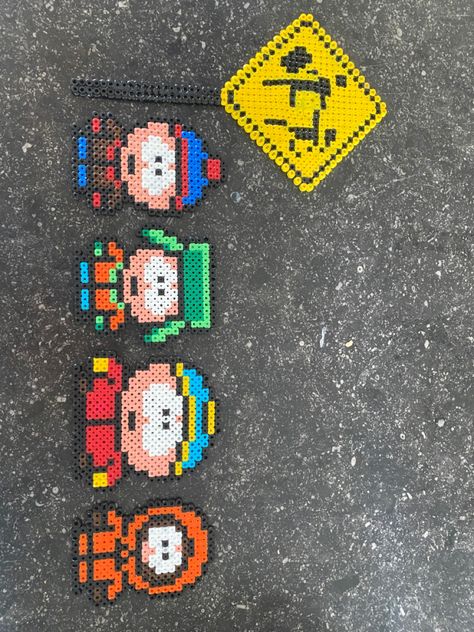 South park South Park Fuse Beads, South Park Room Decor Diy, South Park Crafts, South Park Perler Bead Patterns, South Park Kandi, South Park Perler Beads, South Park Perler, Alt Crafts, Melt Beads