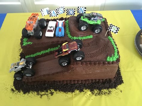 Monster Jam Birthday Cake, Monster Jam Cake, Monster Truck Birthday Cake, Monster Jam Birthday Party, Construction Birthday Cake, Monster Jam Birthday, Monster Jam Party, Truck Birthday Cakes, Number Birthday Cakes