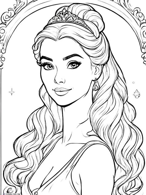 Fashion Coloring Pages, Cinderella Coloring Pages, Disney Princess Colors, Bright Blue Eyes, Free Kids Coloring Pages, Drawing People Faces, Disney Princess Coloring Pages, All Disney Princesses, Color Drawing Art