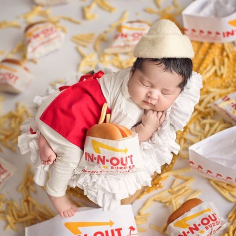 In N Out Baby Photoshoot 9 Months, Golf Photos, 2 Month Baby, Pregnancy Announcement Photoshoot, Burgers And Fries, In N Out Burger, Newborn Photo Shoot, Monthly Baby Photos, In N Out