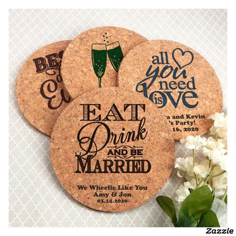 Personalized Round Cork Coasters Outdoor Wedding Favors, Wood Crafts That Sell, Wedding Coasters Favors, Bottle Opener Favors, Wedding Ceremony Unity, Wedding Bottle Opener Favors, Engagement Favors, Laser Projects, Wedding Coasters