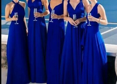 Sapphire Convertible Dress Multi Long Wrap Gown 15 Styles In 1 For Party XLarge Vestido Convertible, Convertible Wrap Dress, Royal Blue Bridesmaids, Wrap Dress Bridesmaid, Floor Length Maxi Dress, Multi Way Dress, Royal Blue Wedding, Infinity Dress, Convertible Dress