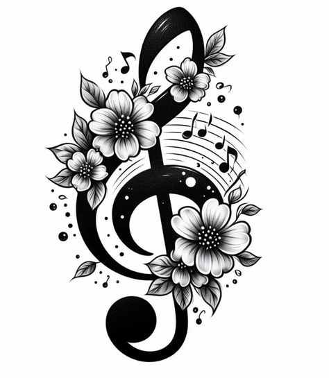 Flower And Music Note Tattoo, Small Tattoo Ideas For Women Hands, Music Note Rose Tattoo, Peace Sign Tattoos For Women, Music Tattoo Sleeve Woman Design, Musical Note Tattoos, Choir Tattoo Ideas, Music Tatooes, Drum Tattoo Ideas For Women