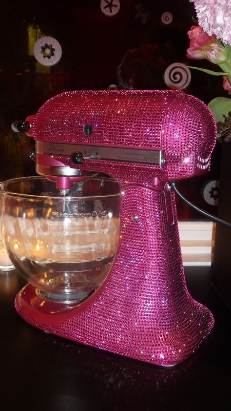 We can help you do this! www.RhinestoneSupply.com Photowall Ideas, Stand Mixers, Tout Rose, Glitter Rosa, Pink Life, Versace Home, Pink Swarovski, Homemade Snacks, Pink Bling