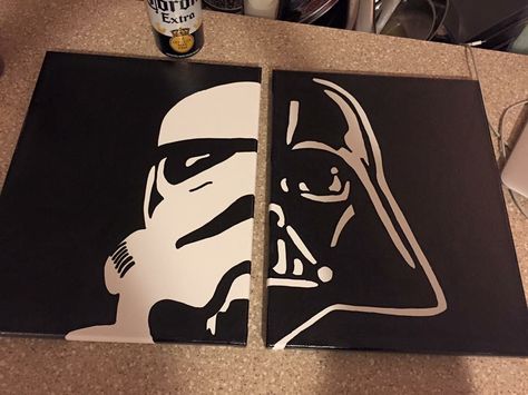 Darth Vader Painting, Painting Star Wars, Star Wars Art Painting, Vader Art, Star Wars Canvas Art, Star Wars Bedroom, Star Wars Painting, Star Wars Crafts, Star Wars Room