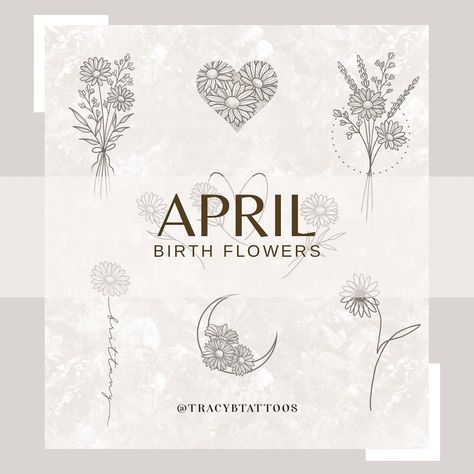 April Birth Tattoo, April Flower Tattoo, Birth Flower For April, Fine Line Flower Tattoo, April Birth Flower Tattoo, Tattoo Kids, Custom Tattoos, April Birth Flower, April Flowers