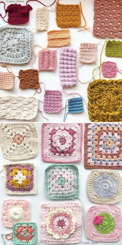 What are Crochet Swatches - Guide for Beginners | Crochetpedia Crochet Swatch Blanket, Crochet Swatches Patterns, Yarn Swatch Ideas, Crochet Swatches, Fabric Manipulations, Jacket Crochet, Artisan Yarn, Half Double Crochet Stitch, Scrap Yarn