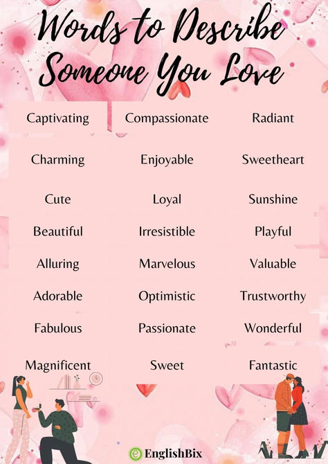 Your someone special is always waiting to listen to those magical words from you which is enough to make their day wonderful. Try these special words to describe someone you love and make their day. Magical Words, Describe Someone, Words To Describe Someone, Vocabulary Building, Special Words, Sweet Words, Words To Describe, A Lady, English Words