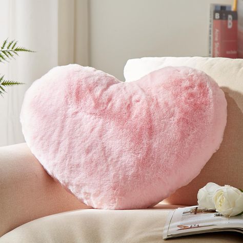 PRICES MAY VARY. 💖【ULTRA SOFT MATERIAL】 cute gifts, these cute pillows are made of 100% Polyester, Faux Rabbit Fur providing you with a better softer, and more comfortable experience 💖【FLUFFY PILLOW SIZE】 14 x 17 inch heart-shaped pillow is suitable for many decorations. Insert Included to light your home 💖【EASY CARE】 Machine washable, Please use delicate cycle and cold water for machine washing, and delicate mode for dryer 💖【GIFT IDEA】 YRXRUS Love pillow is a perfect warm gift for friends, Pink And White Pillows, Pastel Pink Room Decor, Light Pink Room Decor, Light Pink Rooms, Girly House, Fuzzy Pillows, Shaped Pillows, Valentine Gifts For Girls, Coquette Room Decor