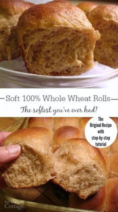 These soft whole wheat rolls are made with 100 whole wheat (and no added gluten!), but are still soft, delicious dinner rolls. THIS is the dinner roll you've been waiting for - everyone will rave about these - I promise! Whole Wheat Dinner Rolls, Wheat Dinner Rolls, خبز فرنسي, Wheat Rolls, Whole Wheat Rolls, Resepi Roti, Rolls Easy, Wheat Recipes, Yeast Rolls