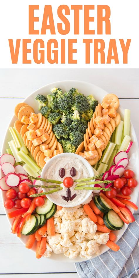 Easter Bunny Veggie Tray, Bunny Veggie Tray, Easter Vegetables, Easter Appetizer, Easter Fun Food, Easter Party Food, Dill Dip, Easter Appetizers, Easter Dishes