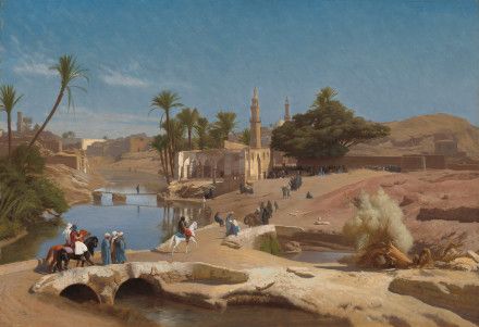 Jean-Léon Gérôme:  "View of Medinet El-Fayoum", c. 1868/1870,  oil on wood, National Gallery of Art Historical Painting, Arabic Art, National Gallery Of Art, Hand Painted Artwork, Egyptian Art, Handmade Oil, Andalusia, Best Artist, French Artists