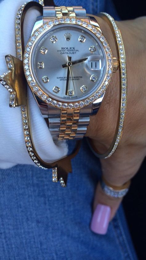 Rolex Lady Datejust, Rolex Watches Women, Trendy Watches, Bulova Watches, Expensive Jewelry Luxury, Rolex Watch, Classy Jewelry, Brighton Jewelry, Expensive Jewelry