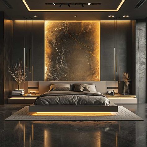 20  Elegant Master Bedroom Interior Design Transformations • 333  Inspiring Lifestyle Ideas Black Contemporary Bedroom, Modern Viking Bedroom, Bed Rooms Design Modern Interior Luxury, Room Interior Bedroom Luxury, Dark Bedrooms Luxury, Dark Bedroom Ideas Luxury, Modern Luxury Bedroom Design Interiors Master Suite, Bedroom Design With Wallpaper, Modern Master Bedrooms Decor Luxury