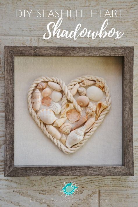 DIY Seashell Heart Shadowbox – Living Porpoisefully Shadowbox Display, Seashell Heart, Seashell Art Diy, Sea Shells Diy, Summer Diy Projects, Seashell Projects, Art Coquillage, Diy Shadow Box, Shells Diy