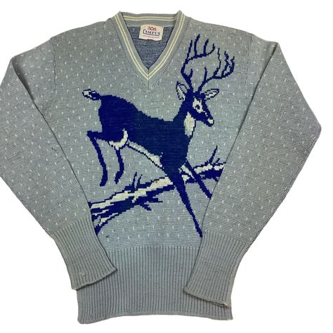 Vintage 40s, Slate Blue, Wool Sweater, V Neck Sweater, True Vintage, Wool Sweaters, Vintage Finds, Vneck Sweater, Reindeer