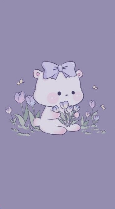 Purple Drawing Aesthetic, Cute Purple Wallpapers Aesthetic, Purple Bear, Light Purple Wallpaper, Arte Do Kawaii, Cute Blue Wallpaper, Iphone Wallpaper Kawaii, Anime Drawing Books, Creative Drawing Prompts