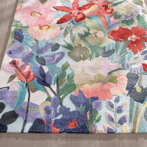 Darcy Floral Rug | Grandin Road Floral Rugs Living Room, Rug Grips, Boho Decorating, Floral Rugs, Colorful Cottage, Colorful Area Rug, Flower Rug, Grandin Road, Floral Area Rugs