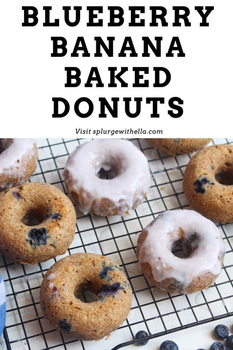 Banana Donuts Baked Healthy, Banana Donuts Baked, Donut Baked, Healthy Donuts Recipe, Blueberry Cake Donuts, Blueberry Donuts, Protein Donuts, Homemade Donuts Recipe, Baked Doughnuts