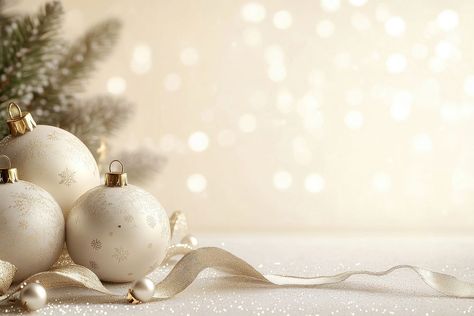 Christmas background with white beige and gold decorations christmas elegant ribbon. | premium image by rawpixel.com / Aew White Christmas Wallpaper, White Beige Background, White Christmas Background, Happy New Year Signs, Christmas Ads, Beige Christmas, Christmas Elegant, Gold Decorations, Happy New Year Background