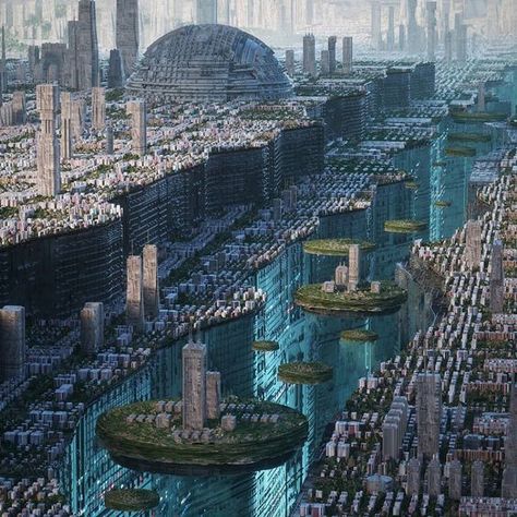 Kota Masa Depan, Science Fiction Kunst, Concept Art Landscape, Teknologi Futuristik, Sci Fi Landscape, Sci Fi City, Arte Cyberpunk, Fantasy City, Art Disney