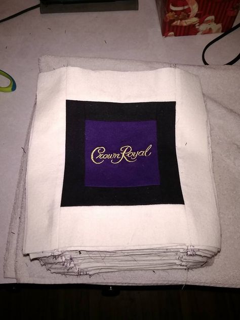 How To Make A Quilt Out Of Crown Royal Bags, Crown Royal Bag Quilt Pattern, Diy Crown Royal Bag Blanket, Crown Royal Bag Quilt Ideas, Royal Crown Quilts Pattern, Ideas For Crown Royal Bags, Crown Bag Quilt, Crown Royal Quilt Pattern Free, Crown Royal Quilts Ideas