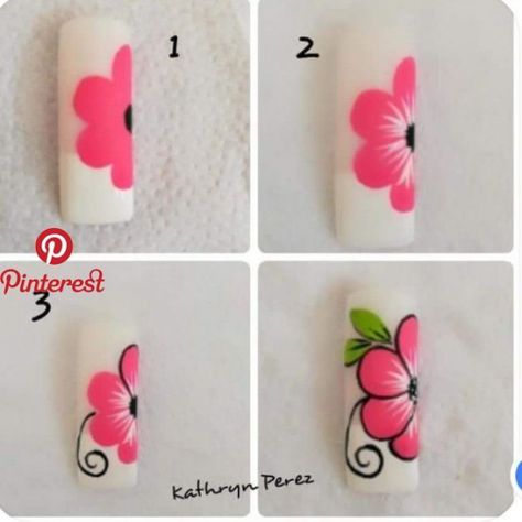 Nail Designs Pink, Daisy Nail Art, Nail Drawing, Nail Art For Beginners, Floral Nail Designs, Nail Art Techniques, Pink Nail Art, Nail Art Designs Diy, Floral Nail Art