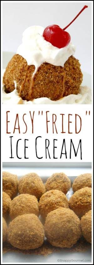 Easy Fried Ice Cream, Fried Ice Cream Recipe, Party Snacks Easy, Dessert Recipes For Kids, Fried Ice Cream, Ice Cream Dessert, Mexican Dessert Recipes, Dairy Free Ice Cream, Mexican Dessert